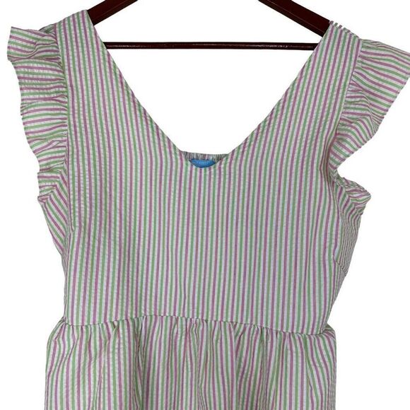 Draper James RSVP Seersucker Striped Peplum Top Womens XL Preppy Summer - Picture 3 of 8